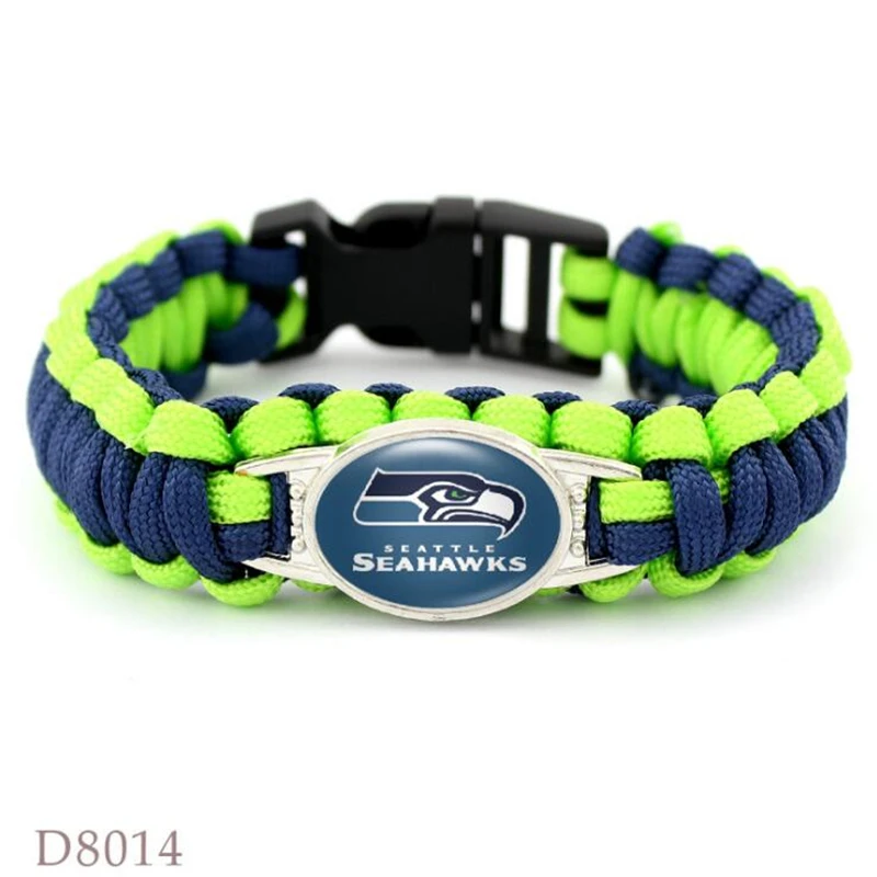 

Hand Made Adjustable Football Sport Teams Bracelet For USA Seattle Fans Paracord Survival Bracelet For Men Women