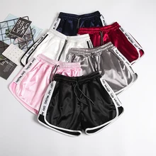 Aliexpress - Jogger Letter Striped Sport workout shorts Ladies Lace up Womens Elastic Waist Shorts Summer Patchwork Gym Athletic Loose Shorts