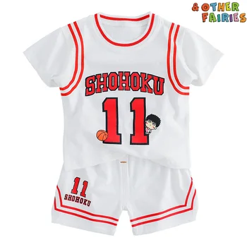 

Football clothes slam dunk master short sleeve shorts two-piece baby boy clothes new letter printing casual baby boy suit