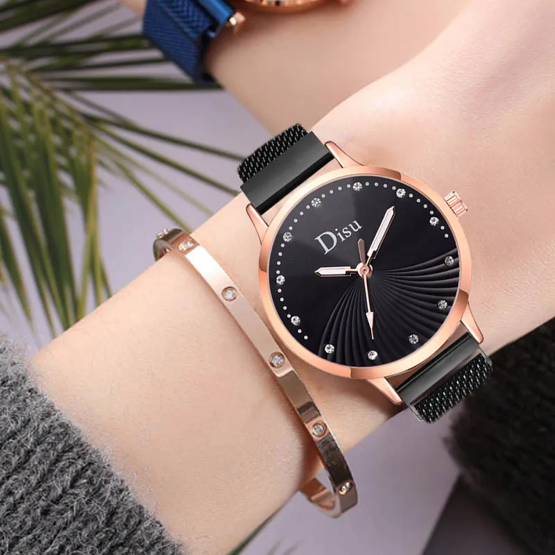 

WJ-8514 New Rose Gold Women Watch Top Brand Luxury Magnetic Ladies Wrist Watch Mesh Female Clock relogio feminino zegarek damski