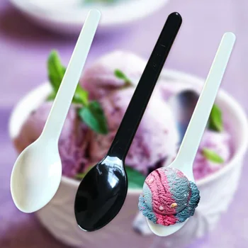 50pcs plastic spoons dessert cake jelly pudding ice cream serving tool disposable teaspoon