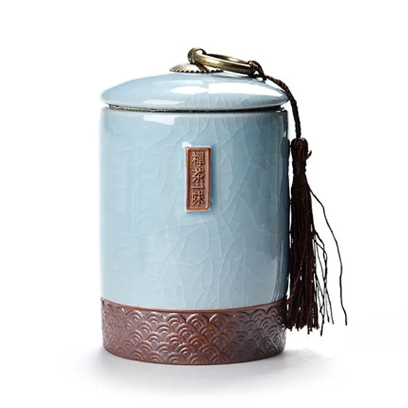 Chancha Powder Blue Популярная Celadon банка для чая с крышкой, баночки для хранения мелких вещей, емкости для конфет, Сушеные Орехи, горшок, фарфоровые банки для еды, банка для печенья, контейнер - Цвет: Chancha Powder Blue