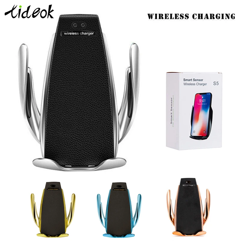 

Automatic Clamping 10W Wireless Car Charger S5 Fast Charging Phone Holder Mount in Car for iPhone xr Huawei Samsung OnePlus