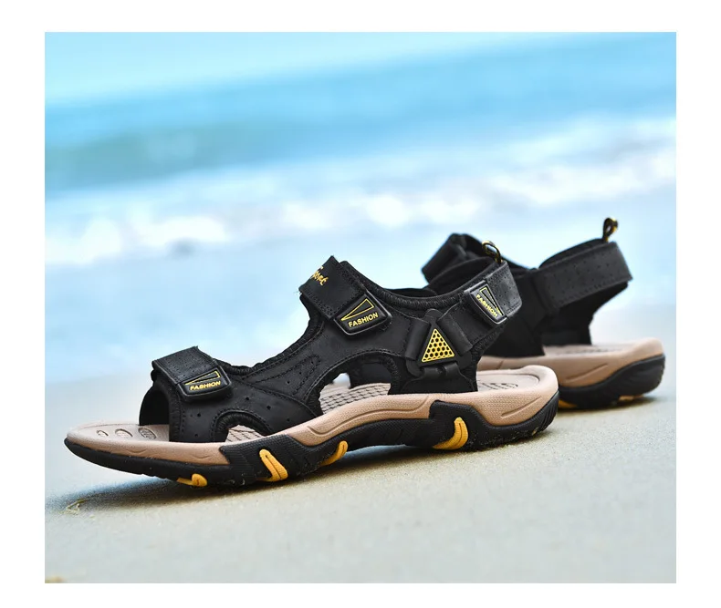 Summer New Style Genuine Leather Sandals Men Full-grain Leather Sandals Casual Outdoor Sandals