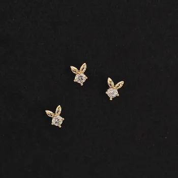 

CMajor 14ct Gold Fine Jewelry Rabbit Shape Classic Minimal Simple Style Gift Bridesmaid Stud Earrings for Kids Girls Women