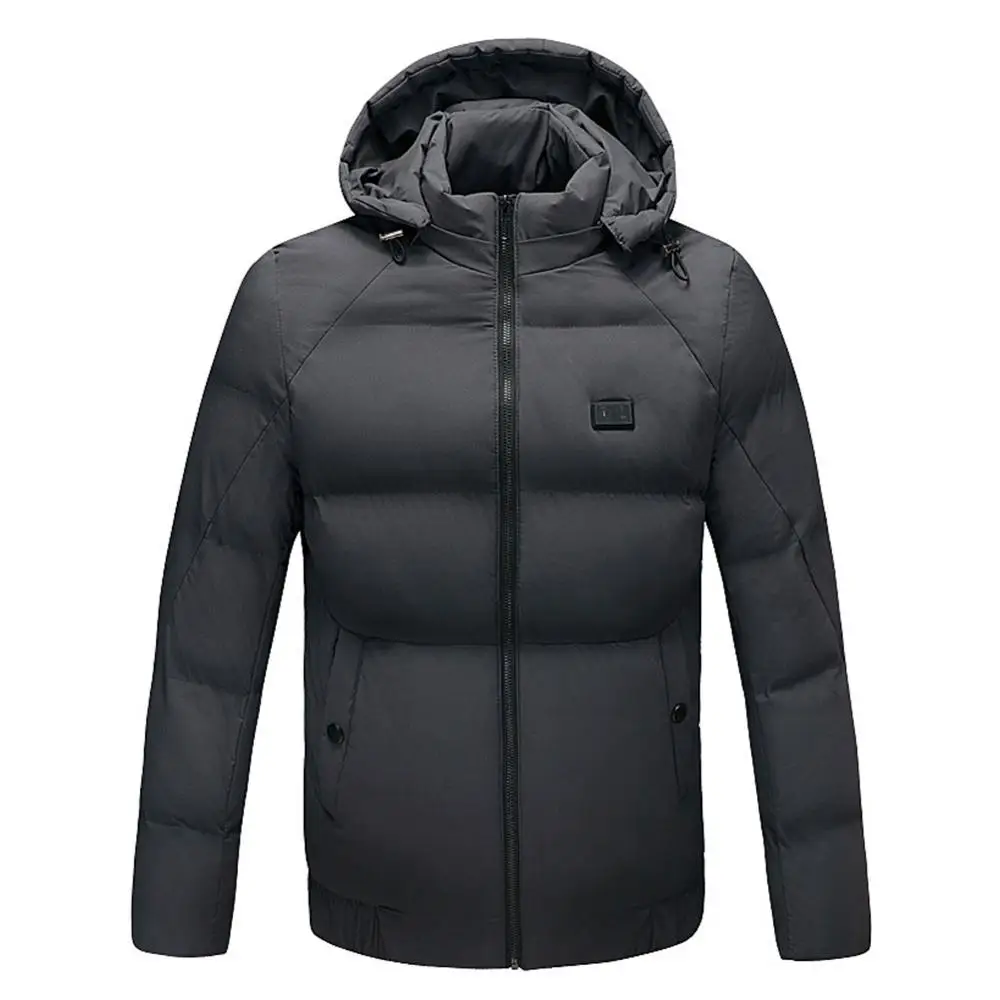 Зимние куртки с подогревом для мужчин и женщин, куртка с электрическим подогревом, куртки с капюшоном с электрическим подогревом, теплое тепловое пальто высокого качества - Цвет: Серый
