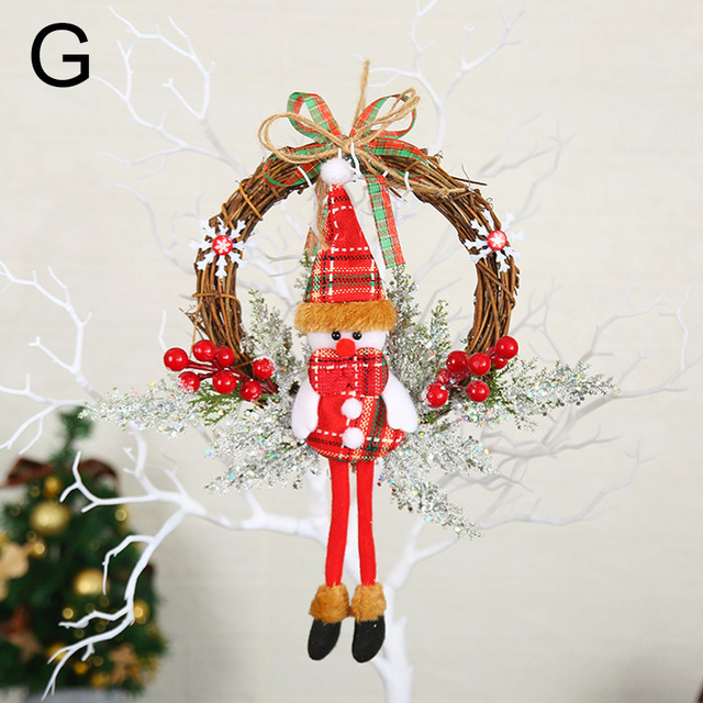 Wreath With Bow Door Hanging Rattan Ornament Garland Xmas Wall Window Wedding Decorations Home Decor Leaves