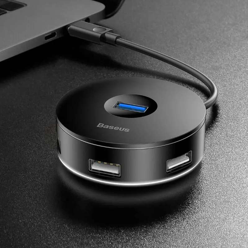 

Xiaomi Baseus USB HUB converter Small round box 4 in 1 1pcs USB3.0 3pcs USB2.0 1pcs Micro Adapters Multi-system compatible