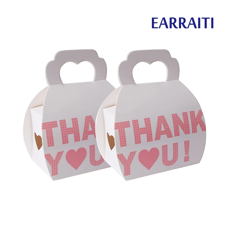 

12PCS Candy Boxes And Gift Bags Cookie Chocolate Box Packing Handle Pink Heart Gift Packaging Wedding Paper Box Favor Kids Party