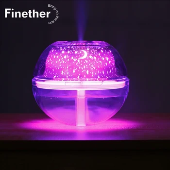 

Large-Capacity USB Crystal Colorful Projection Night Light Air Purification LED Ultrasonic Oil Aroma Humidifier 500ml for Home