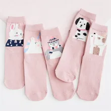 Горячая распродажа! Женские носки с принтом 5 пар/упак. осень-зима милые хлопковые носки femme и забавная Женская Носки