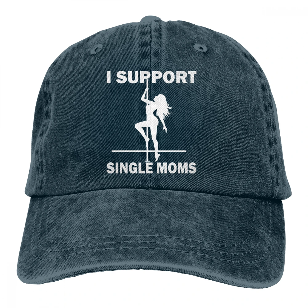 Я поддержка одиночных мам Casquette черный унисекс Мужские Женские джинсовые бейсболка с ремешком кепки Регулируемый Гольф папа шляпа