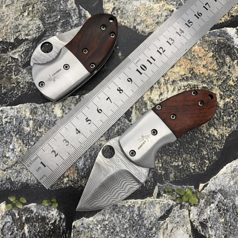 

Yellow sandalwood Handle Damascus Folding Knife for Outdoor Camping Survival and Hunting