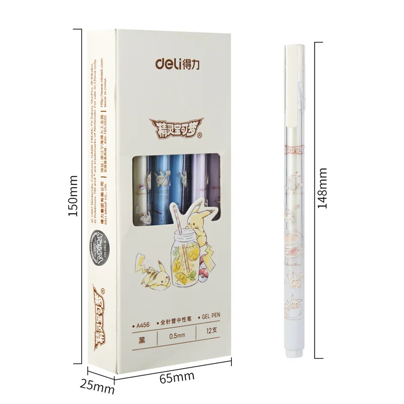 

Deli A456 full needle tube gel pen 0.5mm cute cartoon student daily writing black signature water-based pen 12PCS