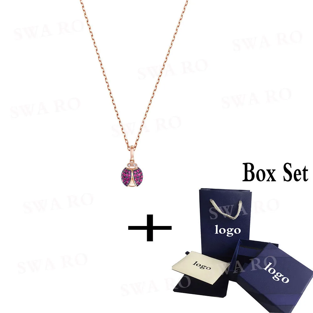 

2019 New JJust Myself Ladybug Pendant Necklace Rose Gold Red Crystal Decoration Crystal High-end Quality Women's Wedding Jewelry