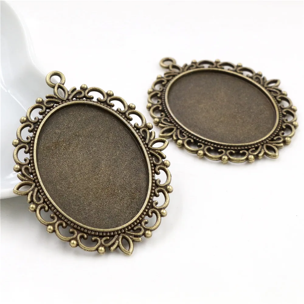 Новая мода 5 шт. 30x40 мм внутренний размер античная бронза и серебро золото двухсторонний стиль кабошон основа Установка Подвески - Цвет: B3-55
