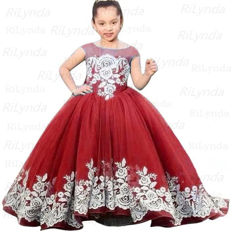 

Girl Pageant Dresses First Communion Dress Kids Wedding Party Gown Birthday Party Dress Girl Lace petal Party Long Banquet Dress