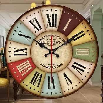 

Wall Clock Wood Vintage 3D Europe Style Quartz Kitchen Wall Clocks Silent Home Watch Home Time Living Room Bedroom Decorations