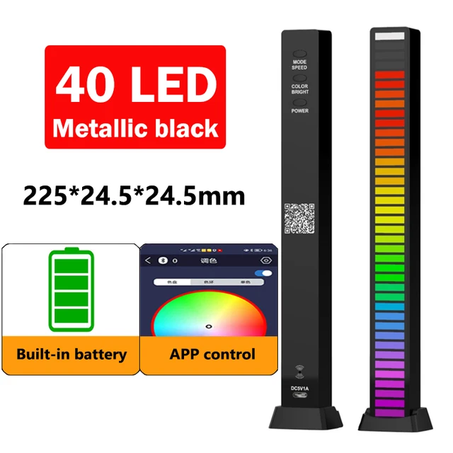 LED Strip Light RGB Sound Control Light Voice Activated Music Rhythm Ambient Light 3D LED Pickup lamp For Car family Party light Metal Black Battery