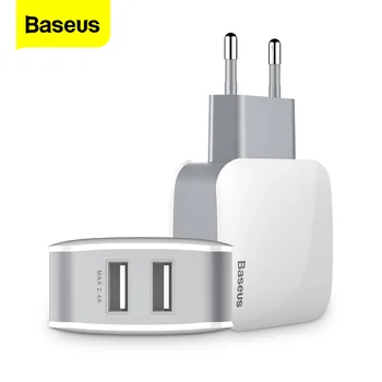 

Baseus Dual USB Charger 2.4A Fast Charging Travel Wall Charger Adapter EU US Plug Mobile Phone Charger For iPhone Samsung Tablet