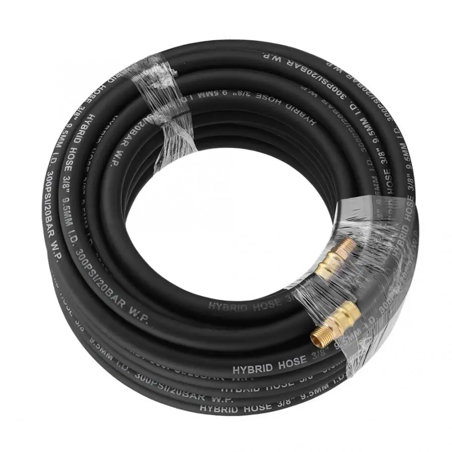 15M Flexible Rubber Pneumatic Air Hose with 5-Piece Compressor Accessory Kit Tool Air Compressor Kit