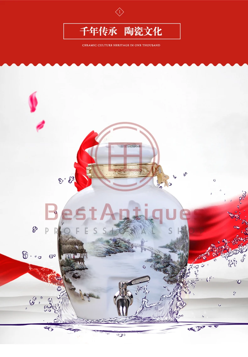 Цзиндэчжэнь керамика ремесло поставки китайский стиль Winemaker глазури цвет бутылки вина с кран лучшие ручной работы счастливое настроение 24