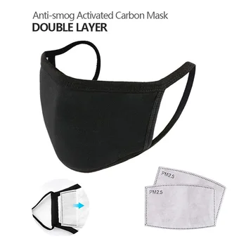 

Anti-pollution Cotton PM2.5 Mask Dust-proof Haze Mask Activated Carbon Filter Unisex Black And White Breathing Protective Mask