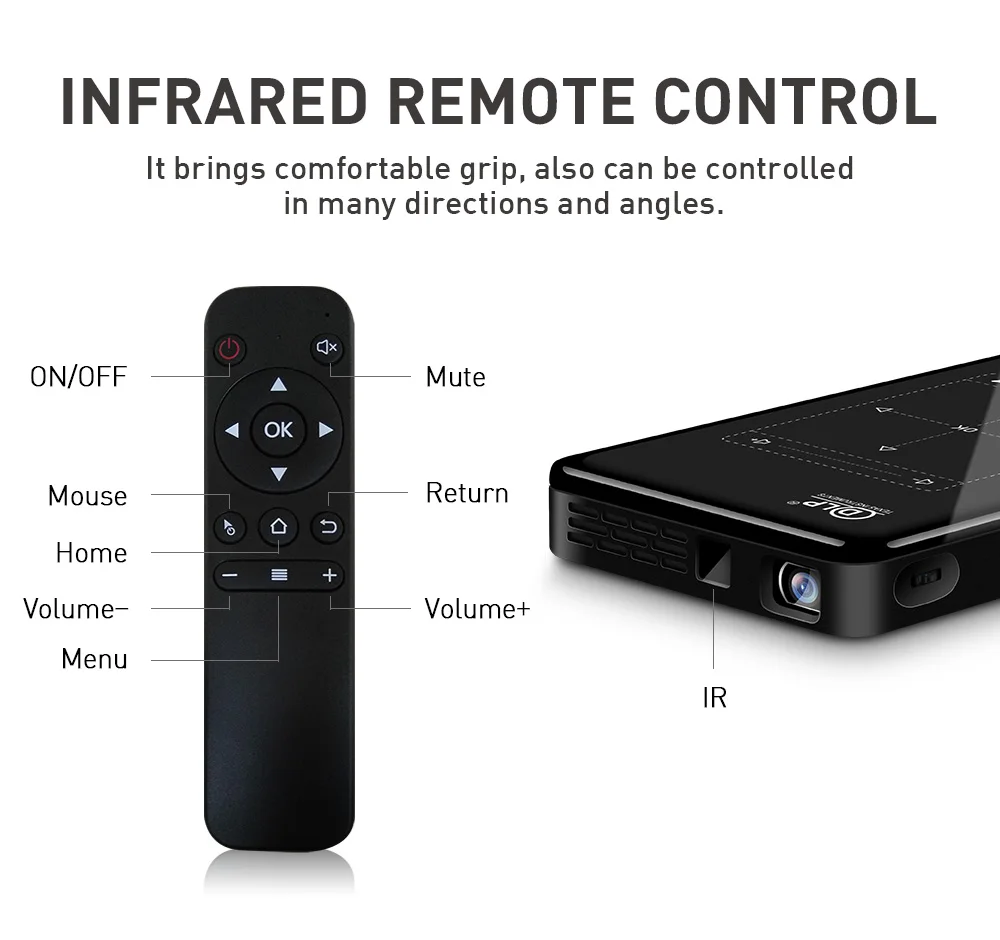 P09 Mini DLP Projector 4K Android 9.0 WiFi Bluetooth 1080P Home