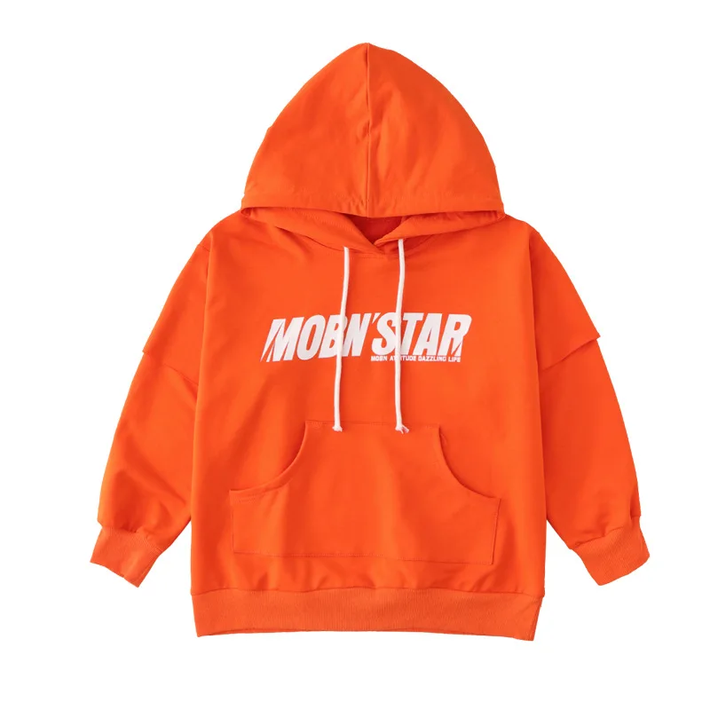 hoodies tops Крутая оранжевая толстовка с капюшоном для детей Топы, черные повседневные штаны для бега в стиле хип-хоп, одежда для девочек и мальчиков, танцевальный костюм в стиле джаз, одежда - Цвет: hoodies tops