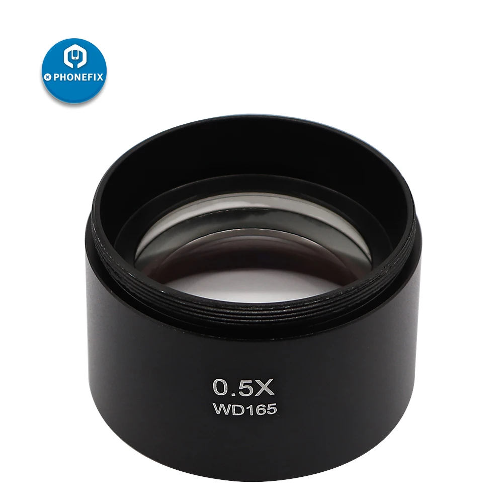 WD165 WD177 WD287 0.3X 0.5X 0.7X 1X 2X Trinocular Stereo Microscope Auxiliary Objective Lens Widefield Barlow Lens 48mm Thread afbeelding