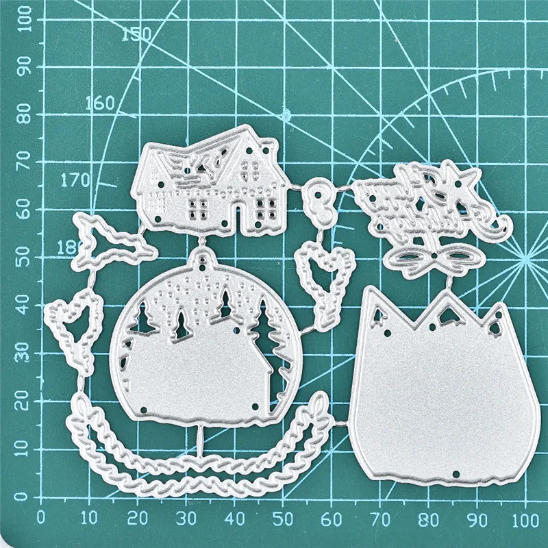 YaMinSanNio Xmas Happy Holiday Dies Tree Snow House Metal Cutting Dies for Card Making Scrapbooking Embossing Cuts Stencil Craft