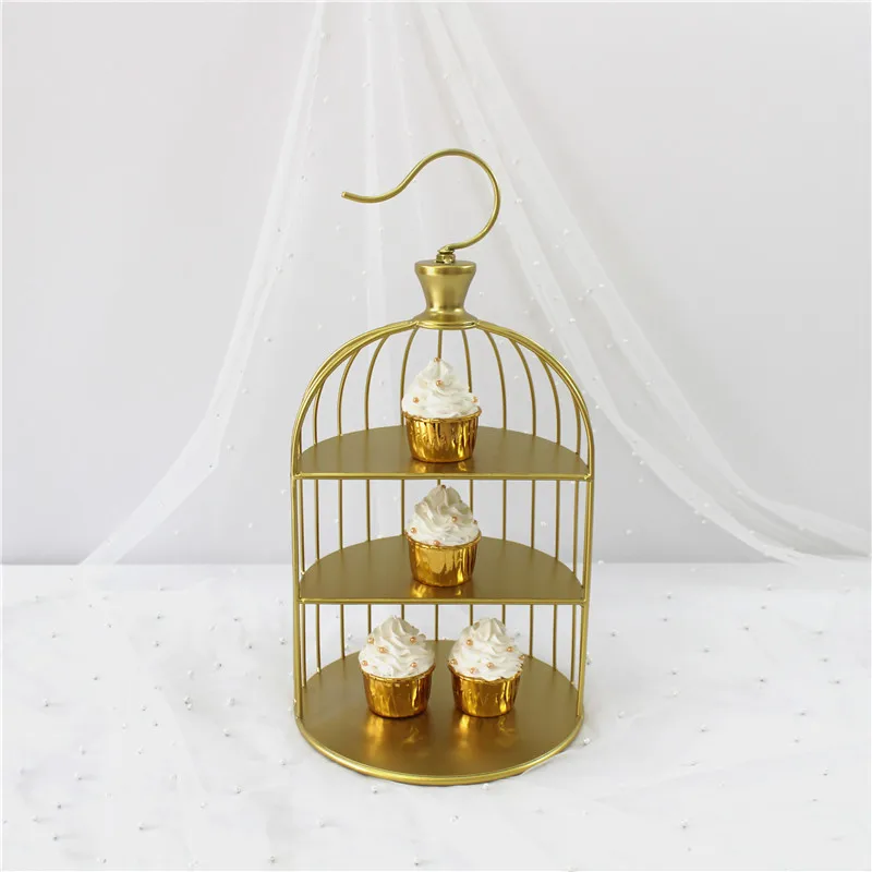 European-style Golden Round Three-layer Dessert Stand Cake Stand Dessert Table Decoration Display Decoration
