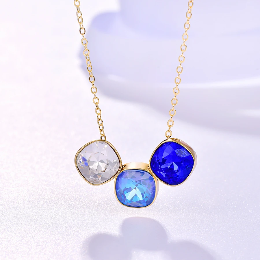 Кристаллы Swarovski подвески ожерелья для женщин Новая мода DIY красочные бусы ожерелья Свадебная вечеринка ювелирные изделия подарок - Окраска металла: G02