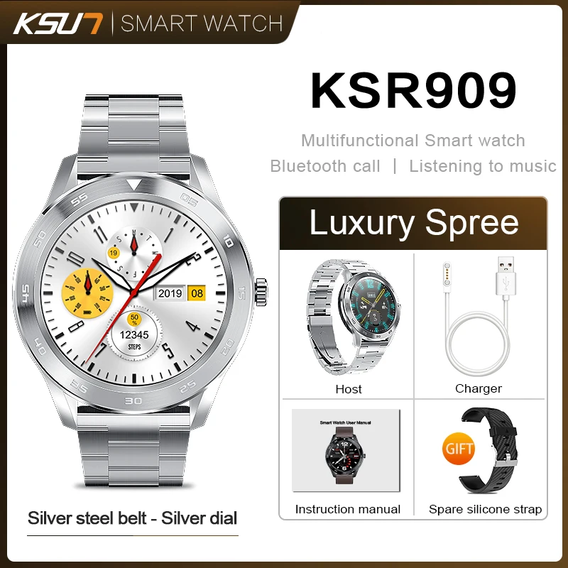 Смарт-часы KSUN KSR909, IP68, водонепроницаемые, 1,3, Полный Круглый HD экран, ЭКГ, обнаружение, сменные Смарт-часы, 4G, Reloj, умный Браслет - Цвет: KSR909-MW