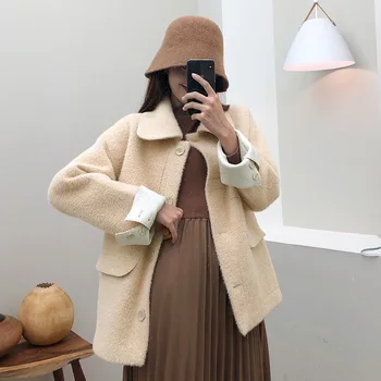 

2019, autumn and winter, new style, new-style doll, loose-cut, plush, cotton-like coat, women's coat. jacket women