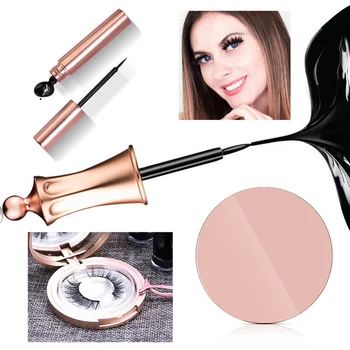 

Magnetic Eyeliner Eyelashes Kit Magnetic 3D Eyelashes & Liquid Eyeliner With False Lashes Eyelash Curler Reusable Falses Eyelash