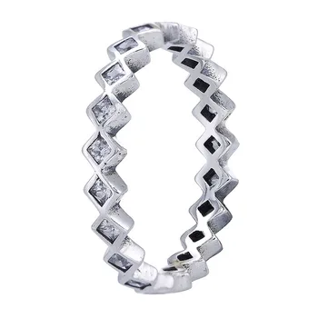 

Authentic 925 Sterling Silver Ring Square Eternity Rings With Crystal For Women Wedding Party Gift Fine Diy Jewelry