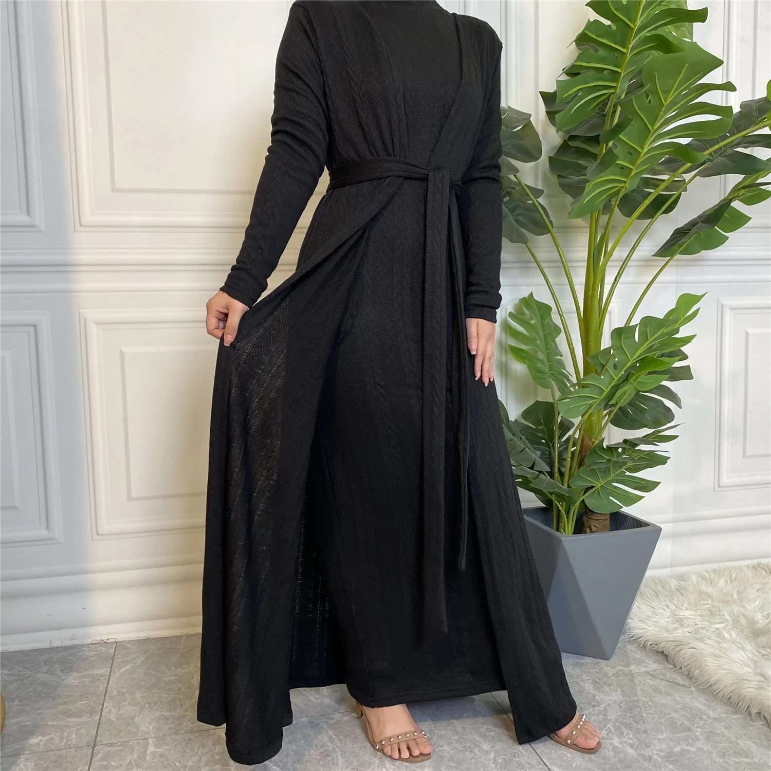 1906#Sweater Arabic Robe Long Sleeve Abaya Women's Clothing Only coat - CHAOMENG MUSLIM SHOP