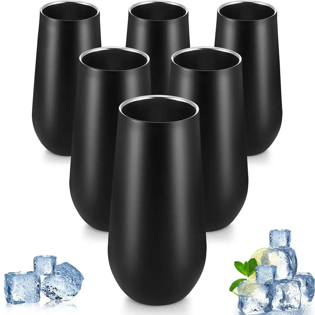 Hot 6Pcs 6oz 180ml Double-Wall Stainless Steel Vacuum Insulated Cup Coffee Tea Mug Tumbler
