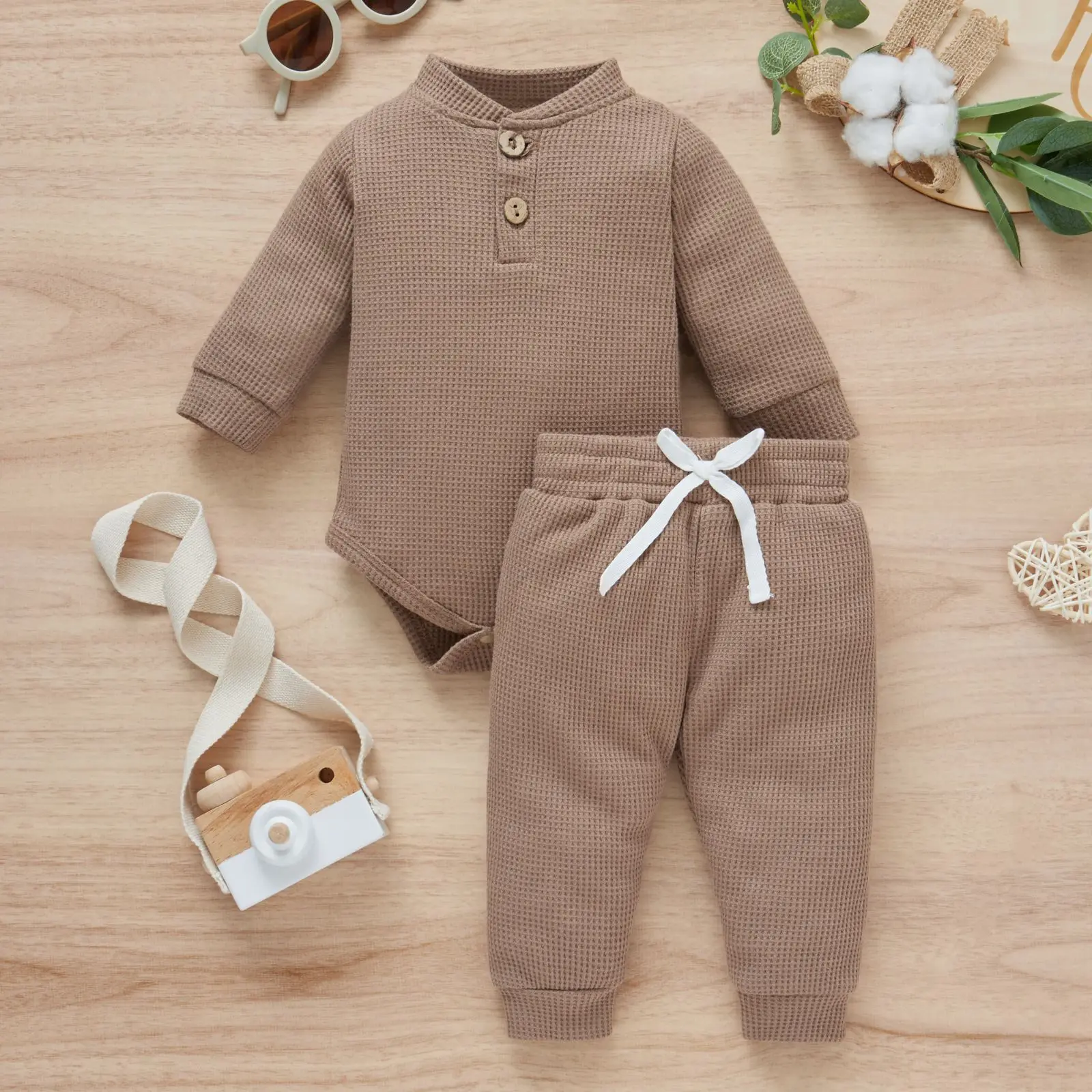 baby's complete set of clothing Baby Clothes Set 2pcs Spring Solid Long Sleeve Cotton Bodysuit Pants Autumn Infants Suits Toddler Boys Girls Outfits baby clothes set gift