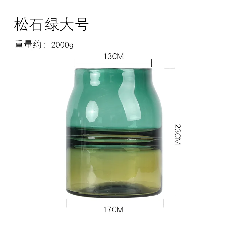 Light Luxury Gradient Transparent Glass Vase Green Plant Flower Arrangement Hydroponics Desktop Decoration Decorative Home Vase - Color: Plum