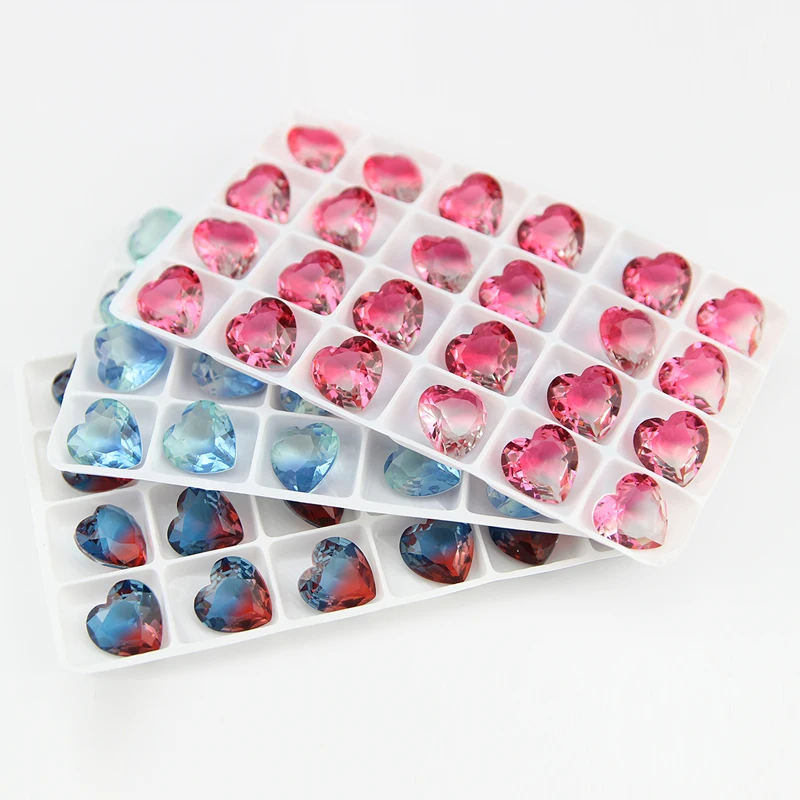 15 мм Сердце Необычные Камень pointback Турмалин Стразы яркие стеклянные бусины для DIY аксессуары дизайн ногтей
