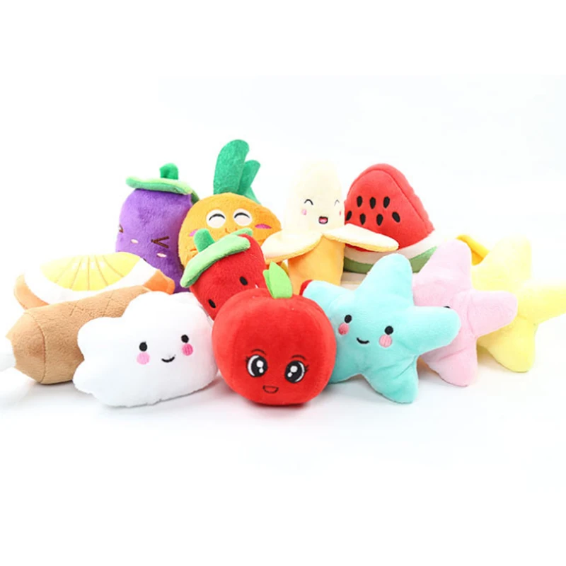 

Stuffed Toy Squeaker Squeaky Plush Sound Fruits Vegetables watermelon stars Feeding Carrot Banana