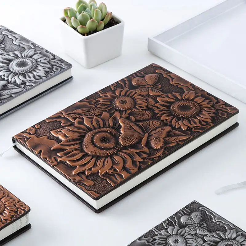 

3D Sunflower Embossed Notebook Journal Notepad Travel Diary Planner Business School Office Supplies School Schedule
