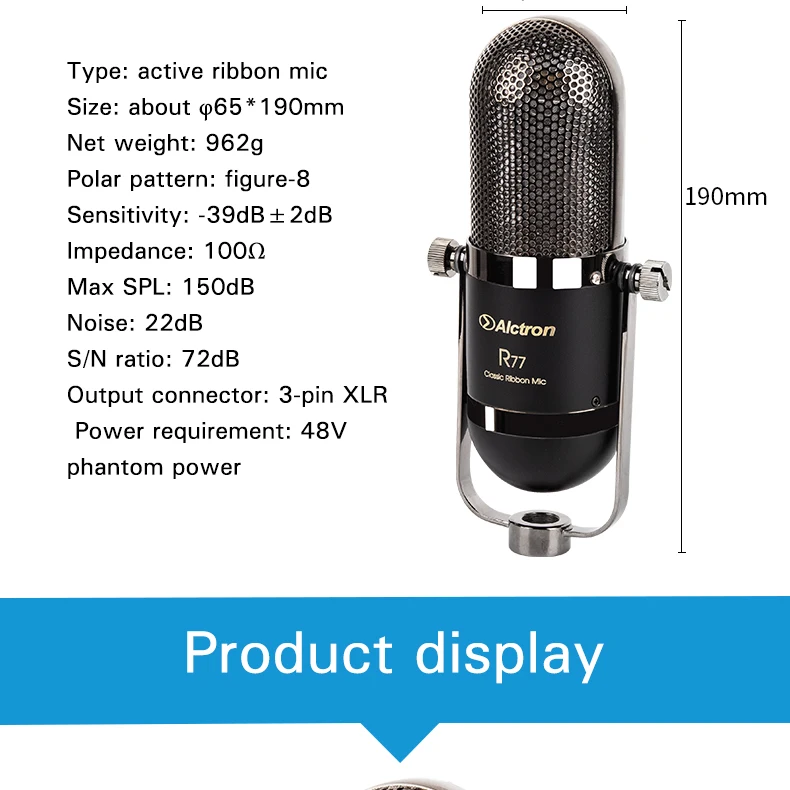 Alctron R77 ленточный микрофон, модный и классический вид, регулируемая функция