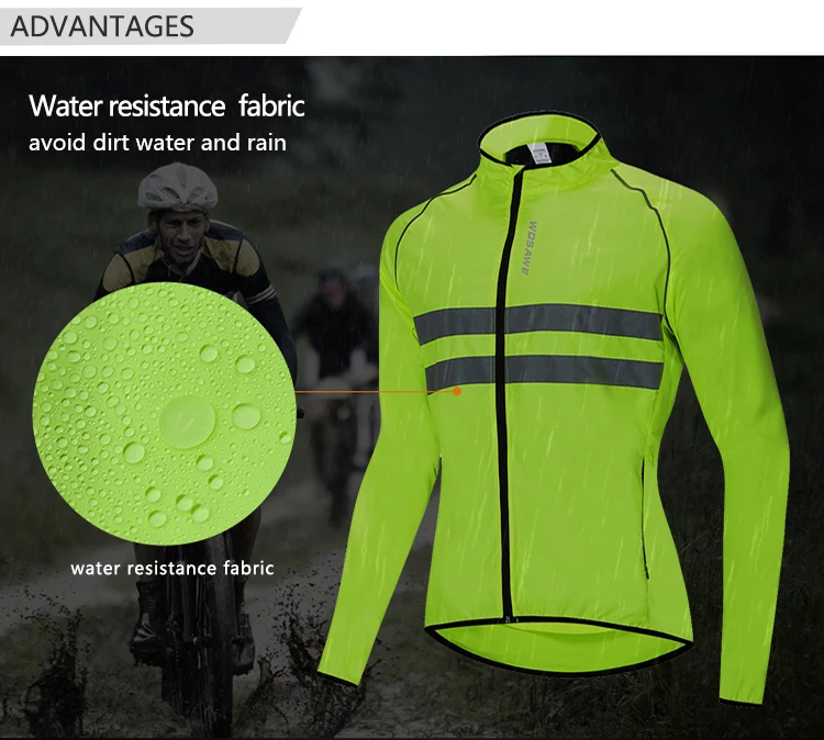 WOSAWE Windproof Cycling Jacket Men Waterproof Reflective Ropa Maillot Ciclismo Ultralight Bike Long sleeve MTB Bike Windbreaker