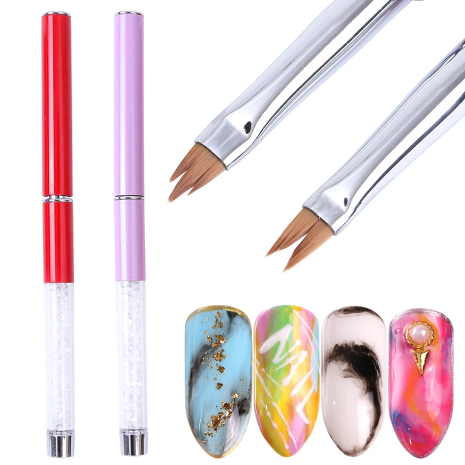 1 шт., акриловая кисть для ногтей, граффити, дизайн ногтей, живопись, кристальная ручка, красный, фиолетовый, Гелевый лак, карандаш для рисования, инструмент для ногтей DIY JI846