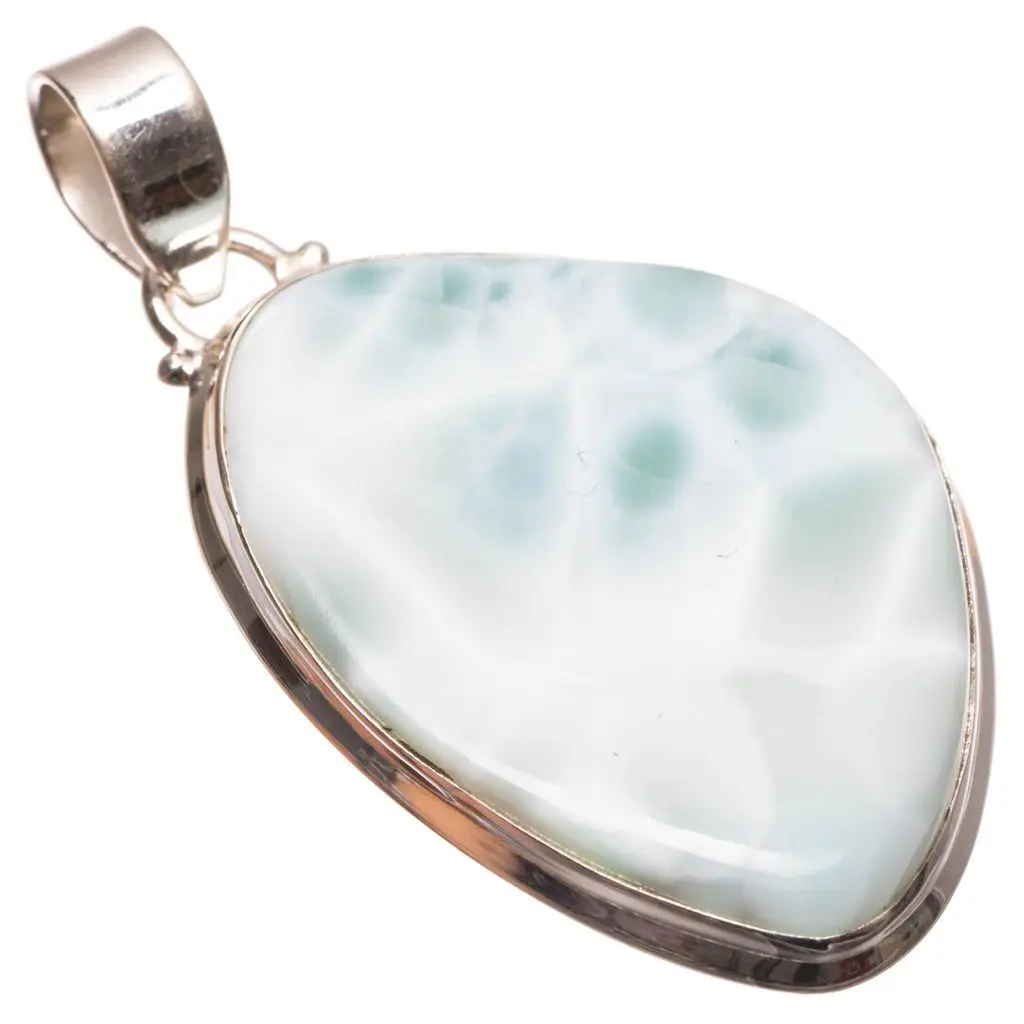 Натуральный Caribbean Larimar в стиле панк Винтажный 925 пробы серебряный кулон " S1066