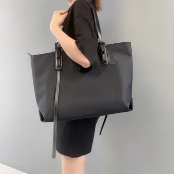 

Women's bags 2020 new Korean version of Oxford cloth with cowhide shoulder bag fashion tote bag wild simple casual big bag