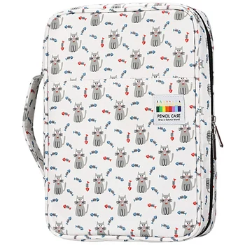 

HOT-166 Slots Colored Pencil Case Pen Case with Compartments Pencil Holder for Watercolor Pencils(Fish Cat)